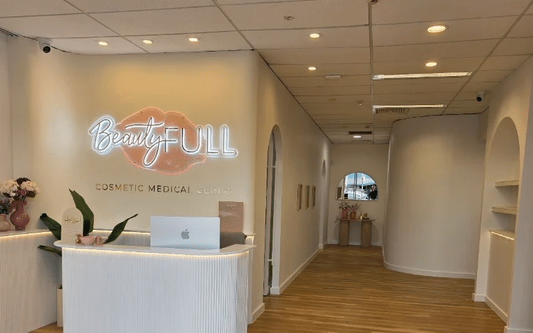 Reception area of the BeautyFULL CMC cosmetic medical clinic in Kingscliff.
