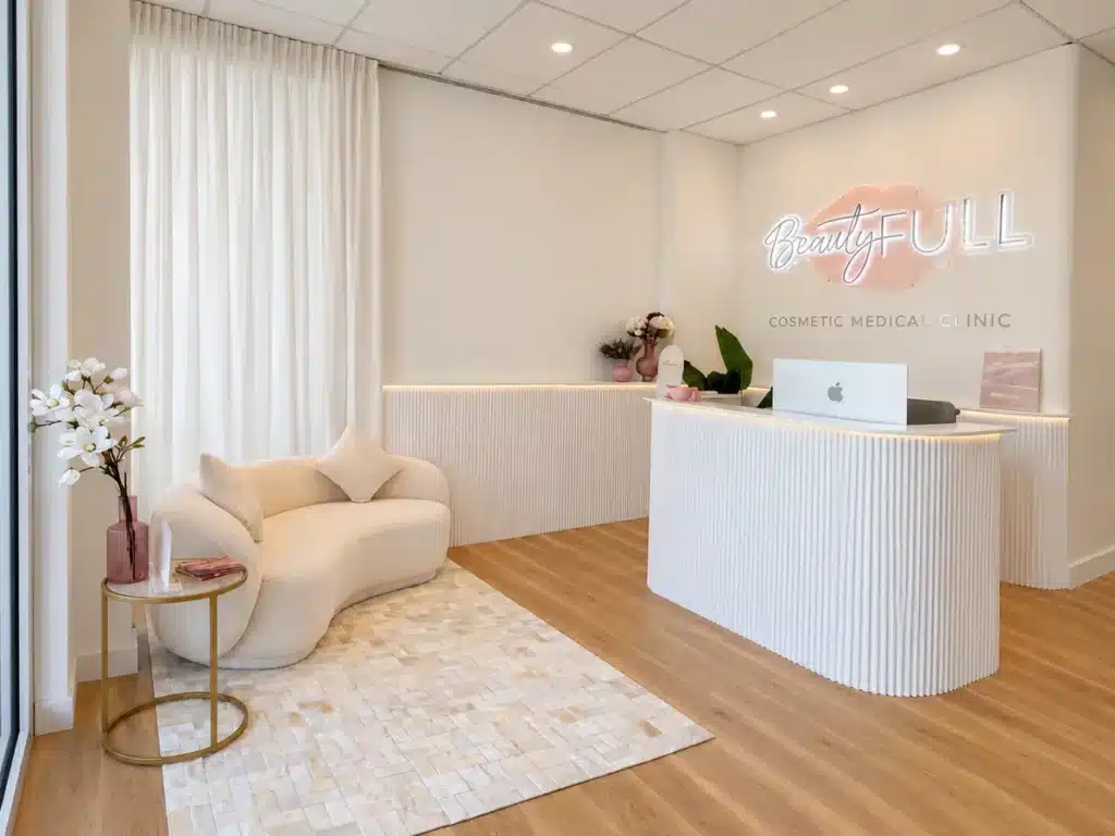 Lounge and reception at the BeautyFULL CMC Kingscliff clinic