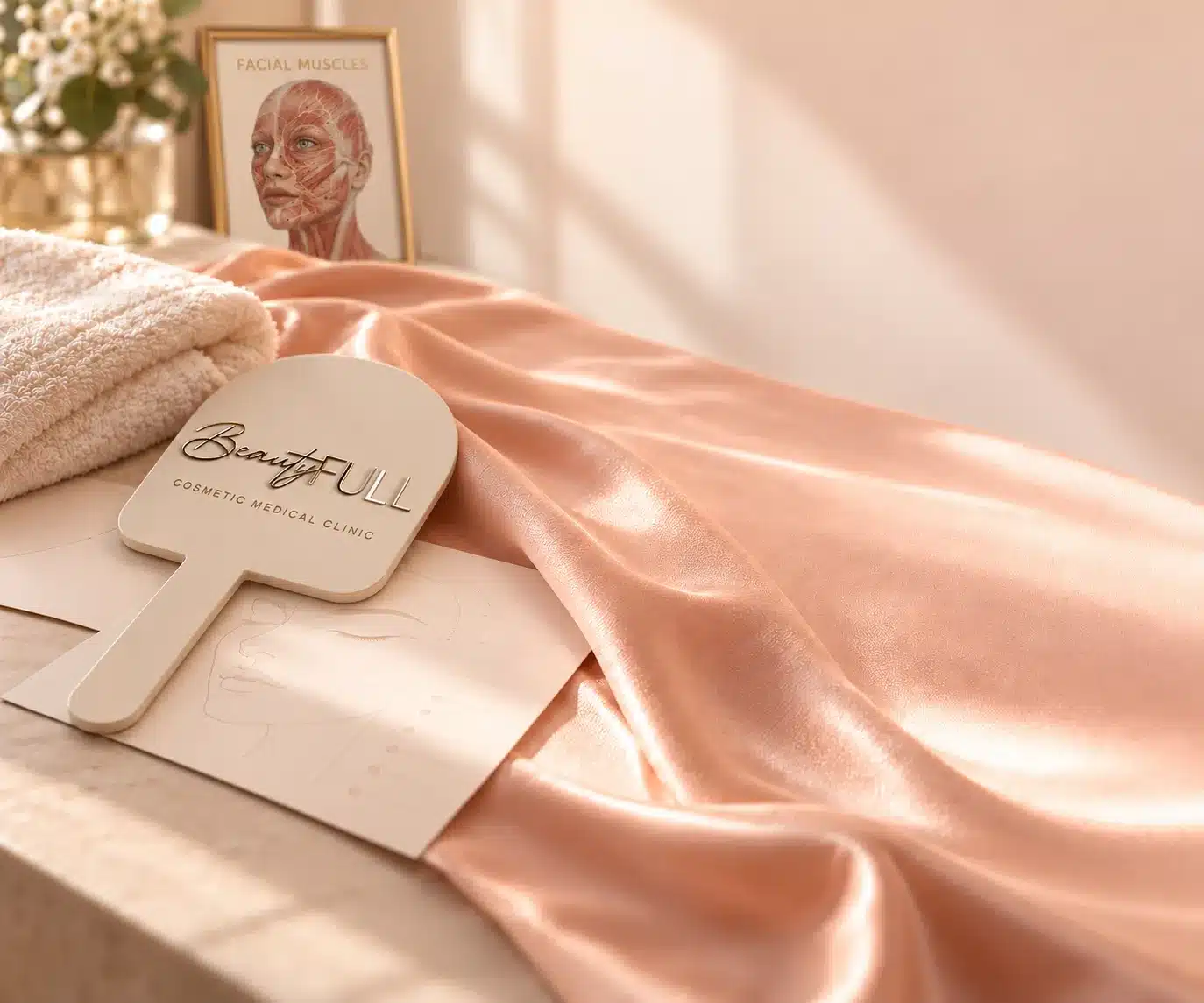 BeautyFULL hand mirror on a treatment bed